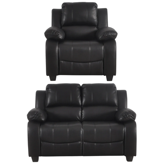 Brooker Black Leather 2+1 Seater Sofa
