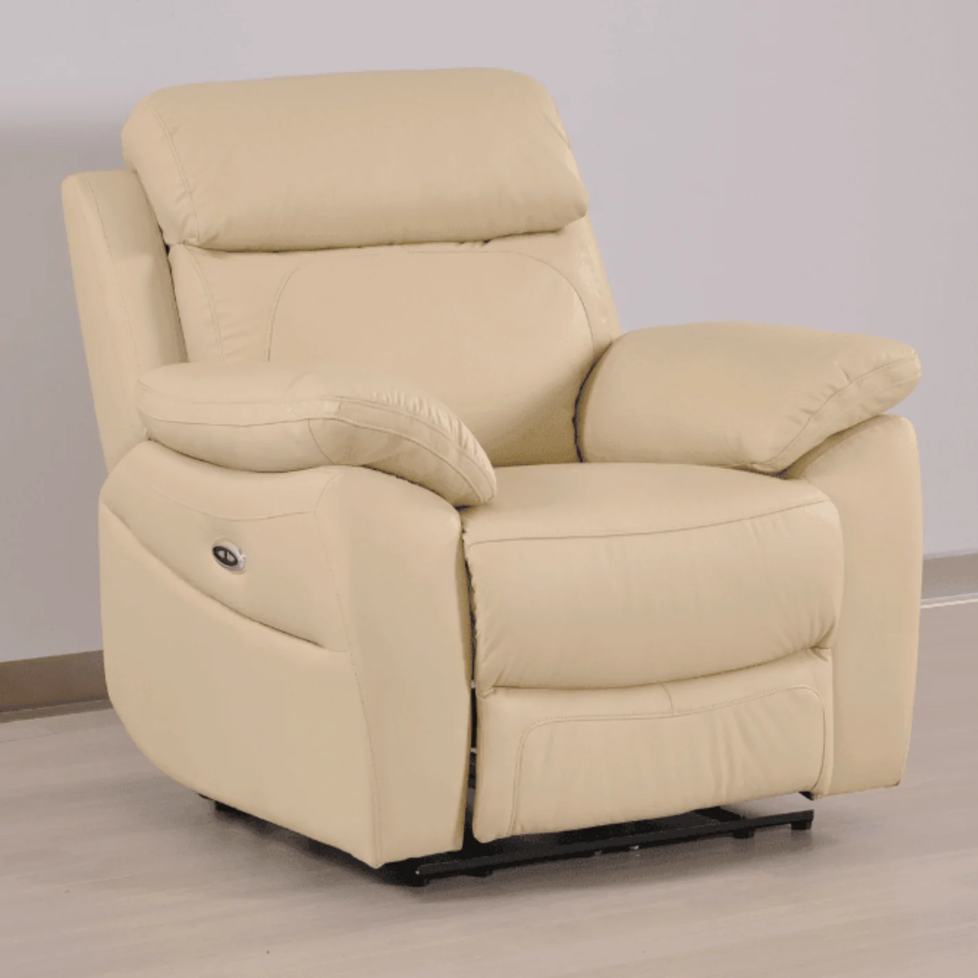Newsome Genuine Leather Cream Electric Power Recliner 2+1 Seater Sofa Set