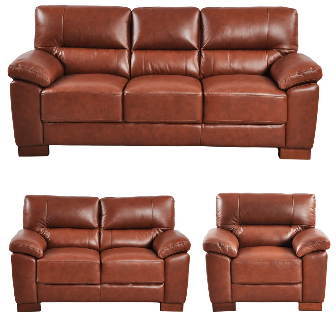 Pavilion Genuine Leather Tan 3+2+1 Seater Sofa Set