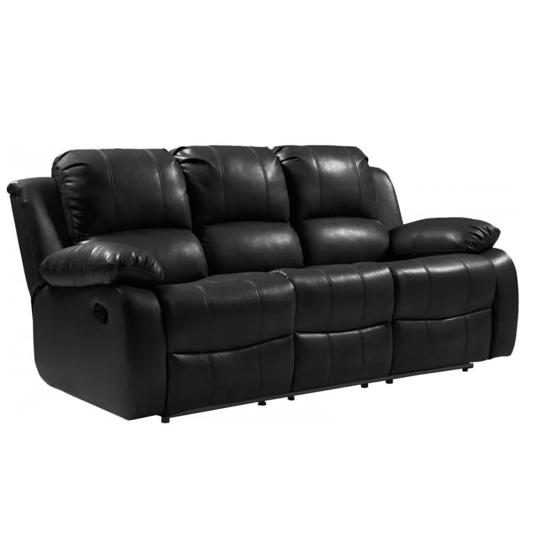 Seville Black Leather Manual Recliner 3+2 Seater Sofa Set