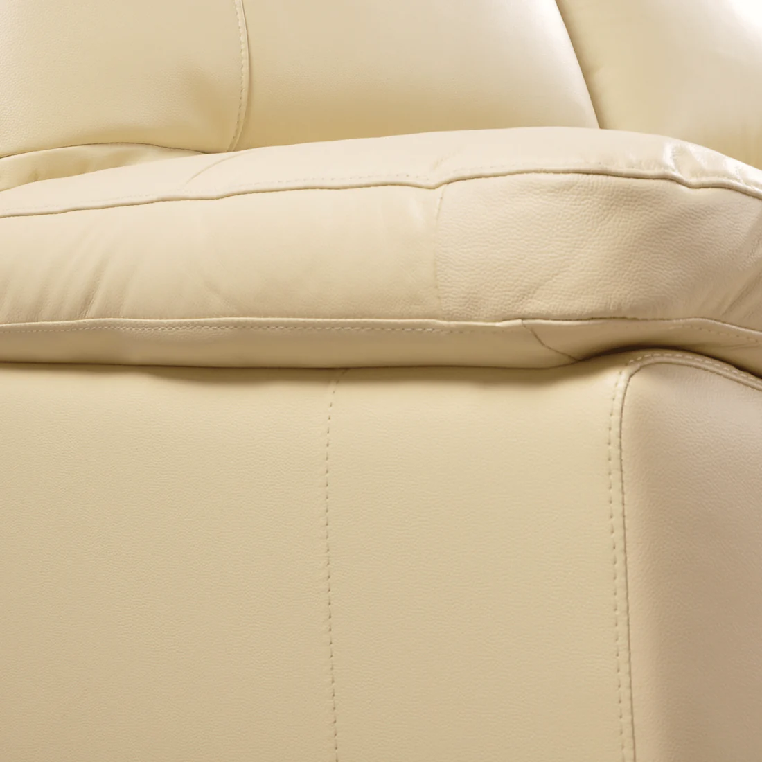 Pavilion Genuine Leather Cream 3 Seater Sofa