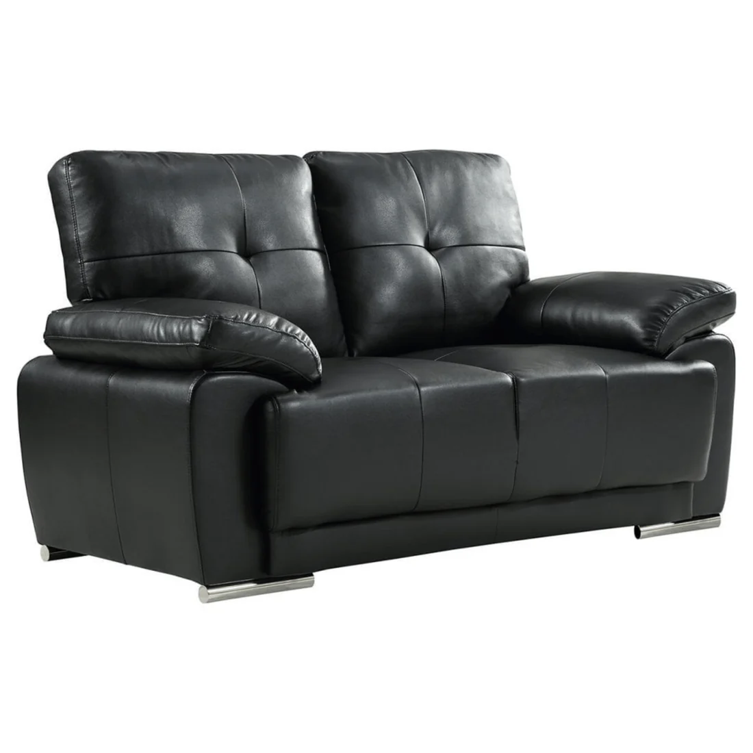 Tristan Black Leather Aire 3+2 Seater Sofa Set
