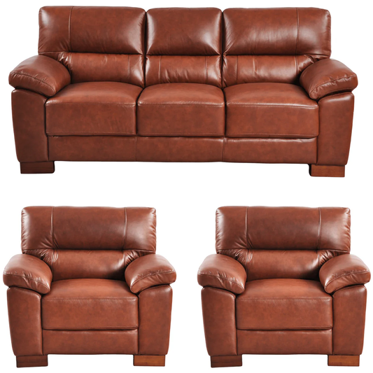 Pavilion Genuine Leather Tan 3+1+1 Seater Sofa Set