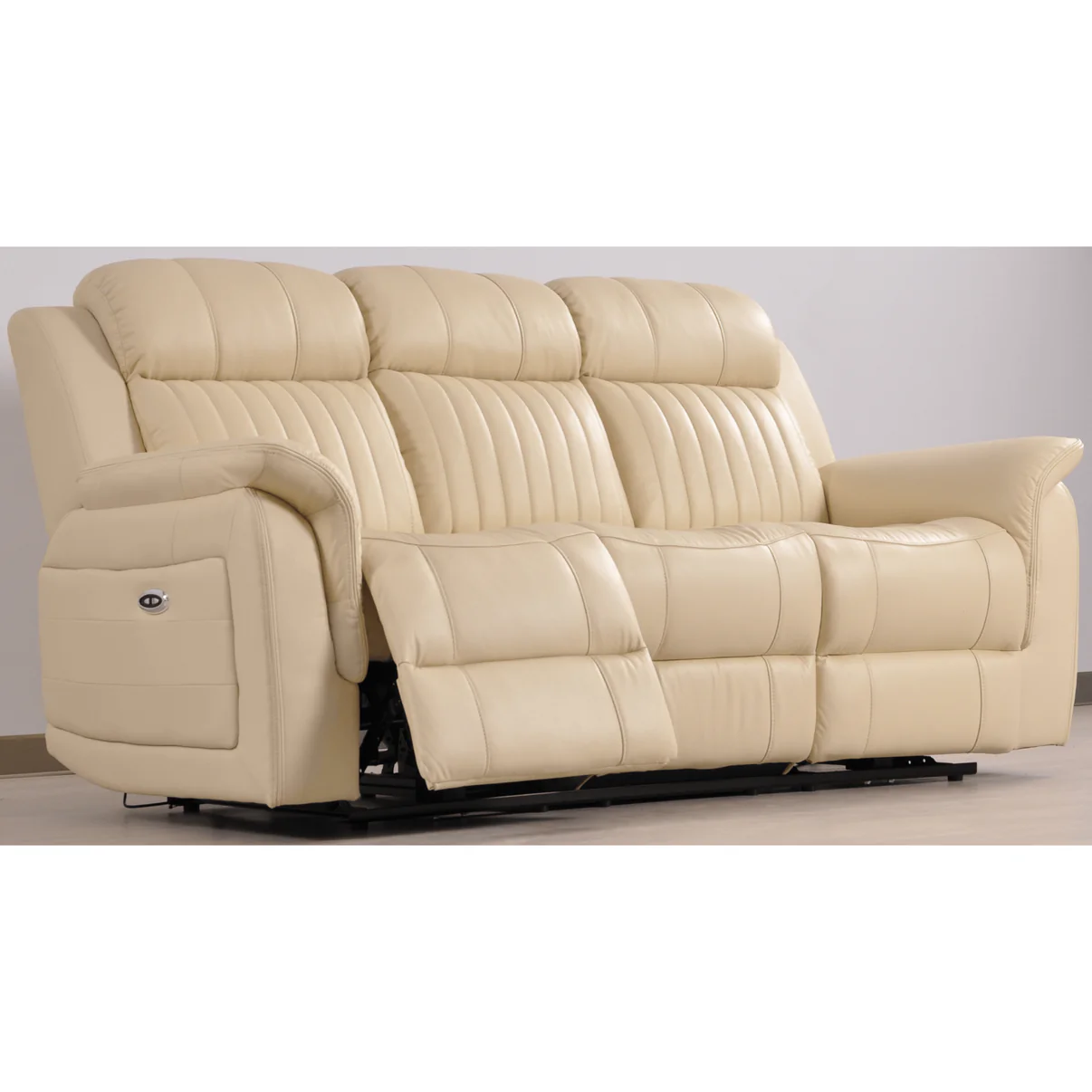Bravado Genuine Leather Cream Electric Power Recliner 3+2+1 Seater Sofa Set