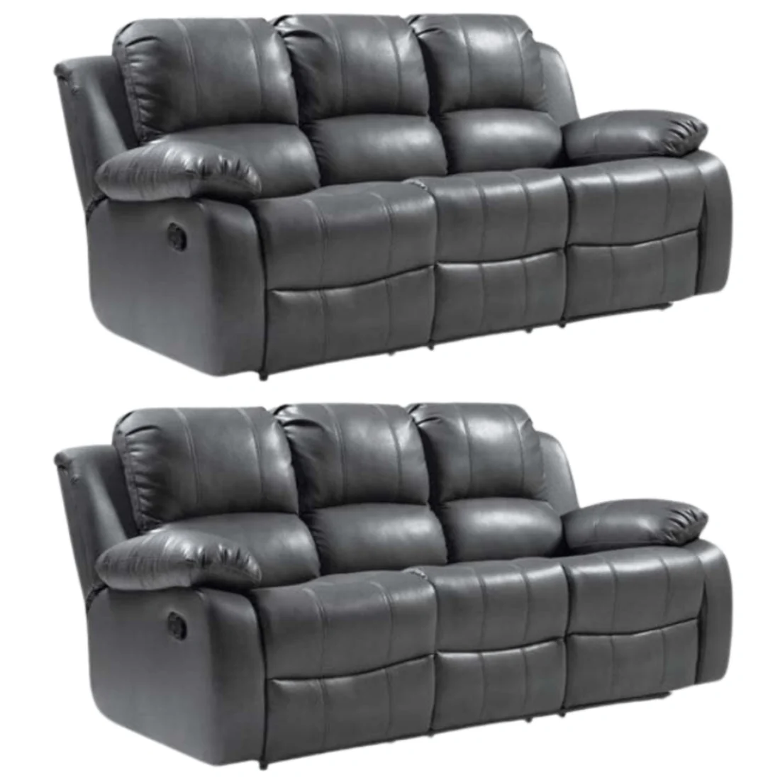 Seville Tan Leather Manual Recliner 3+3 Seater Sofa Set