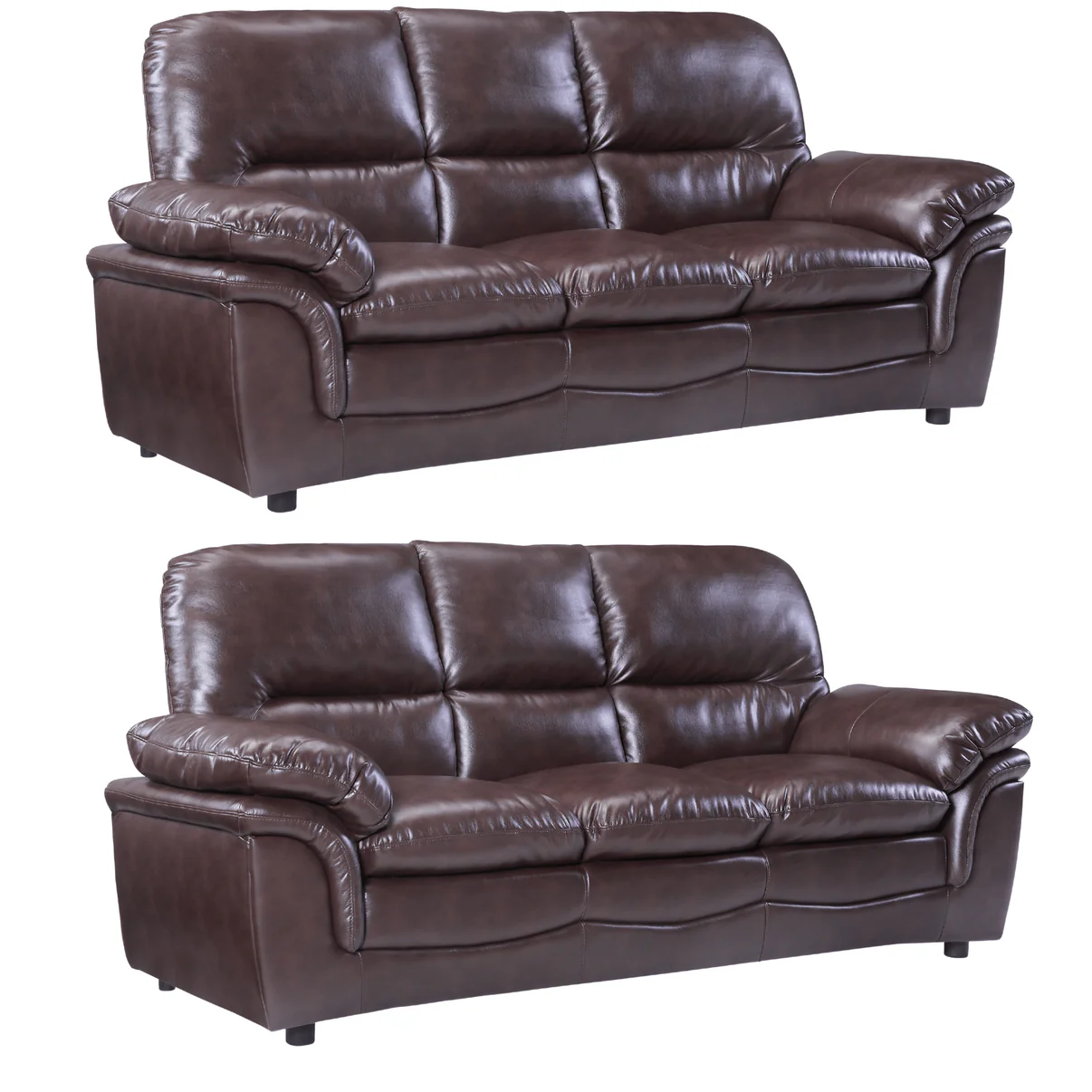 Amaya Brown Leather 3+3 Seater Sofa Set