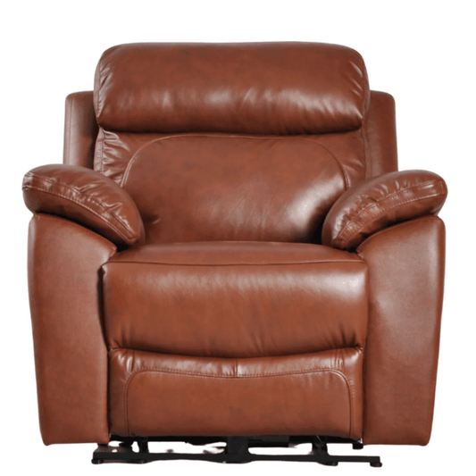 Newsome Genuine Leather Tan Electric Power Recliner Armchair
