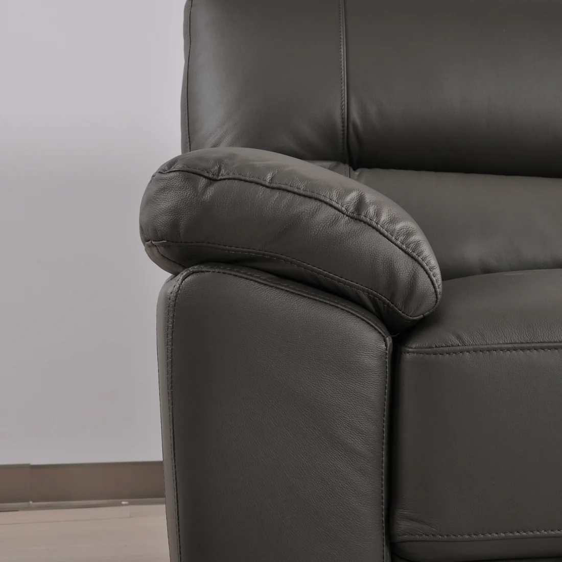 Pavilion Genuine Leather Grey 2 Seater Sofa