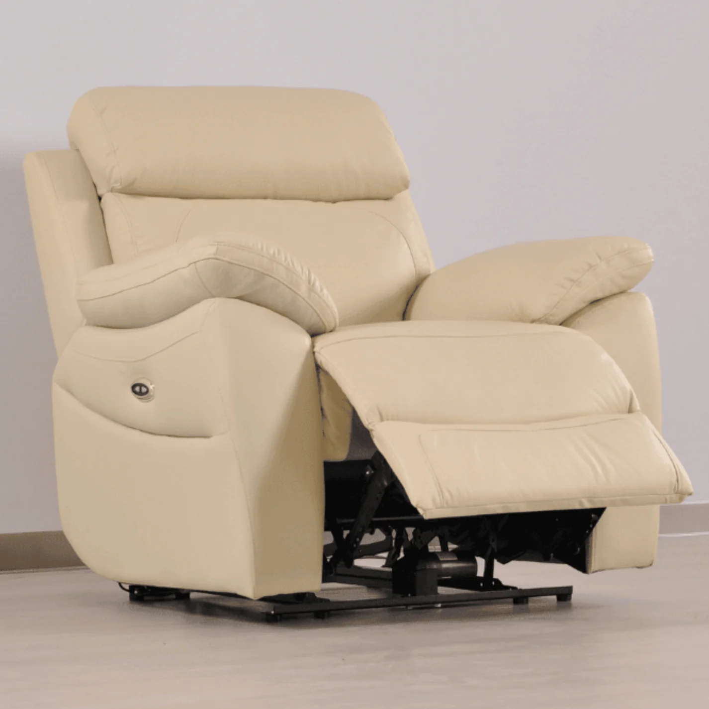 Newsome Genuine Leather Cream Electric Power Recliner 2+1 Seater Sofa Set