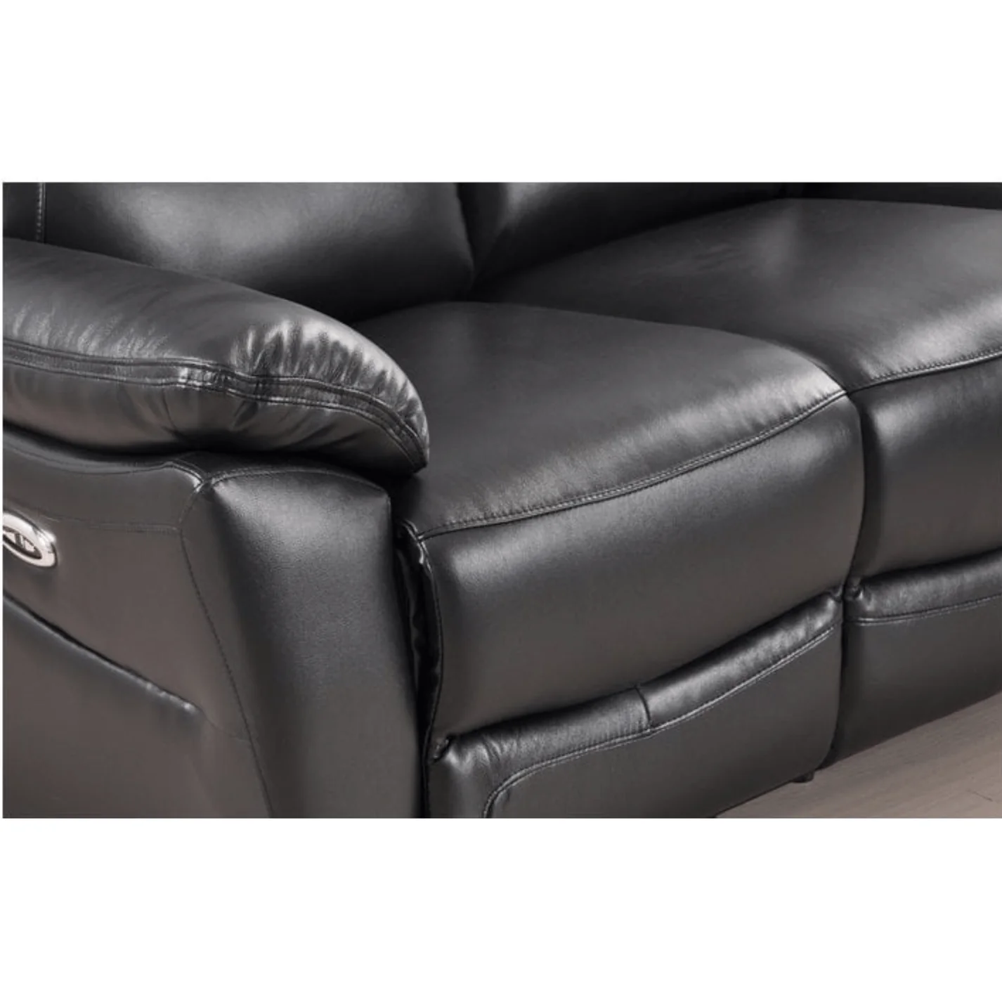 Newsome Genuine Leather Black Electric Power Recliner 2 Seater