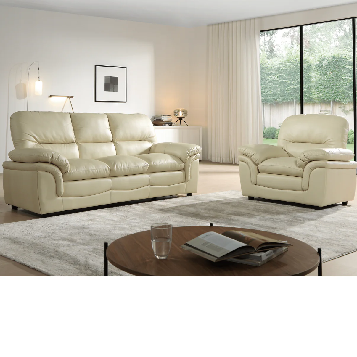 Amaya Black Leather 3+1 Seater Sofa Set