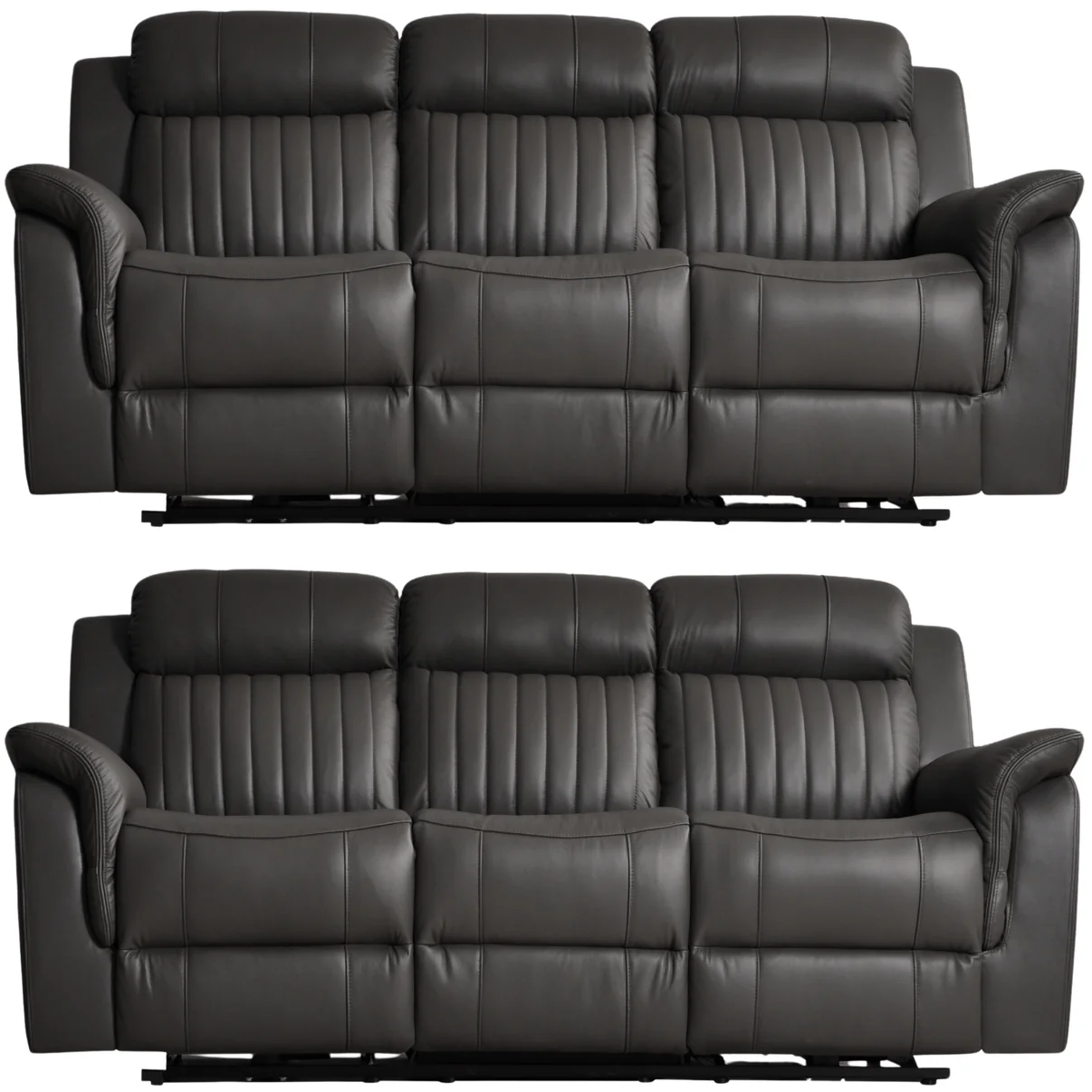 Bravado Genuine Leather Black Electric Power Recliner 3+3 Seater Set