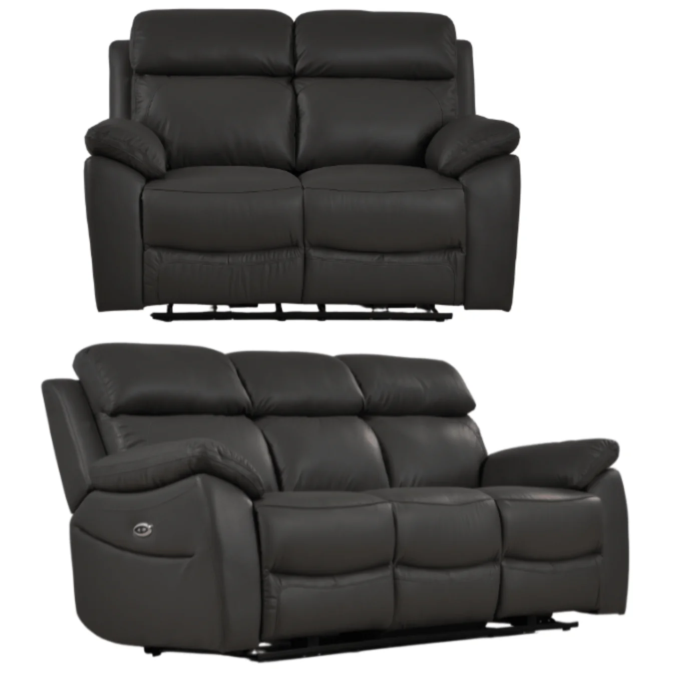 Newsome Genuine Leather Grey Electric Power Recliner 3+2 Seater Sofa Set