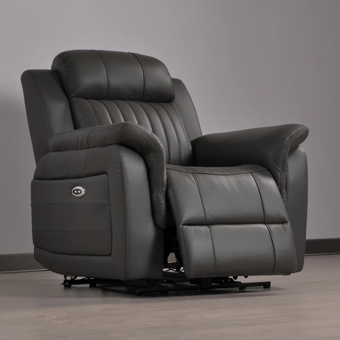 Bravado Genuine Leather Grey Electric Power Recliner 3+1 Seater