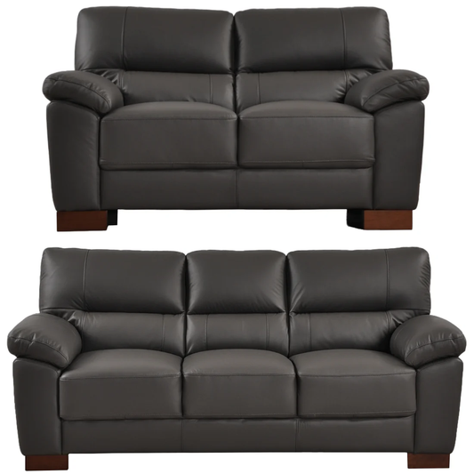 Pavilion Genuine Leather Grey 3+2 Seater Sofa Set