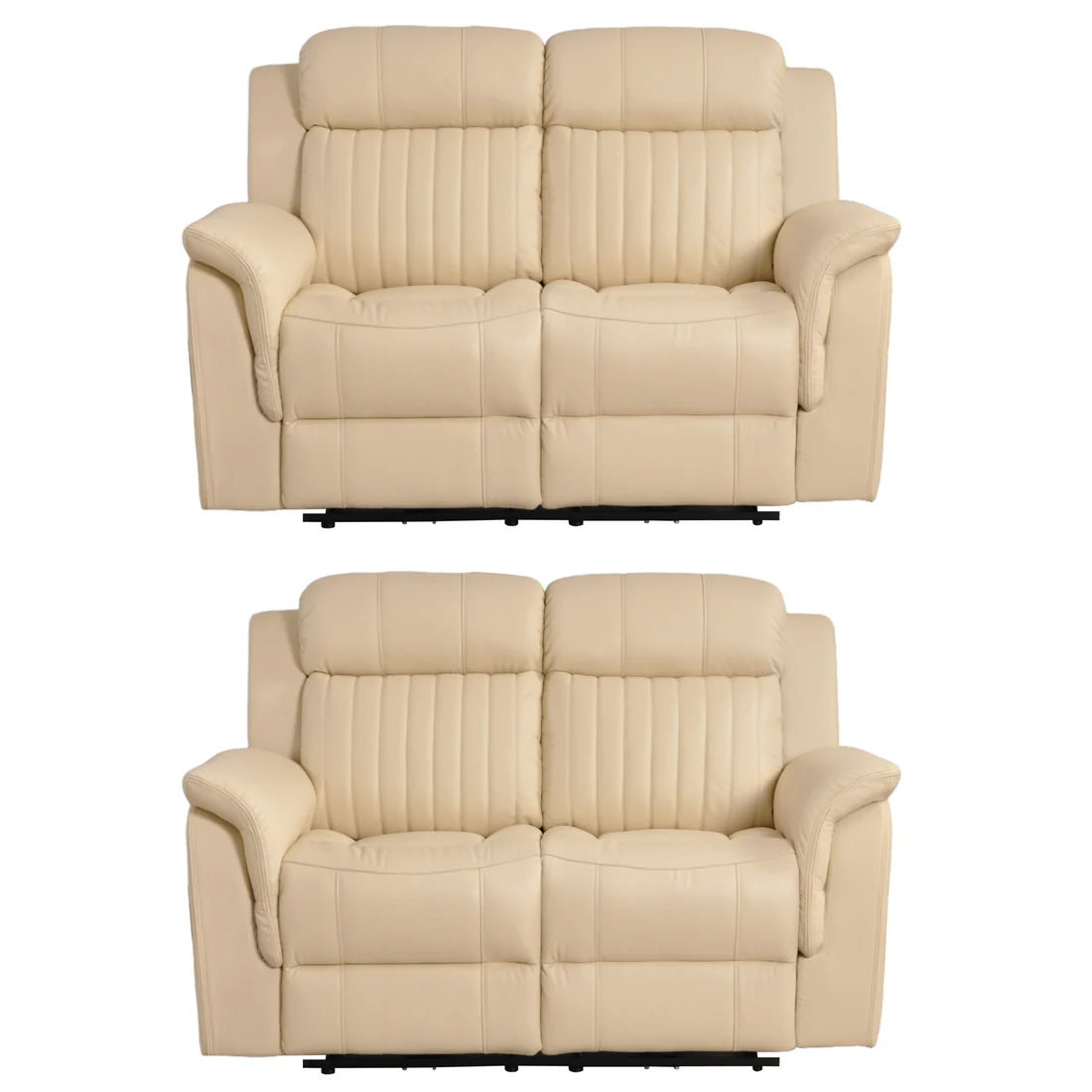Bravado Genuine Leather Cream Electric Power Recliner 2+2 Seater Set