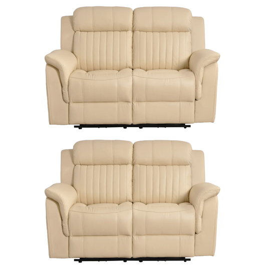 Bravado Genuine Leather Cream Electric Power Recliner 2+2 Seater Set