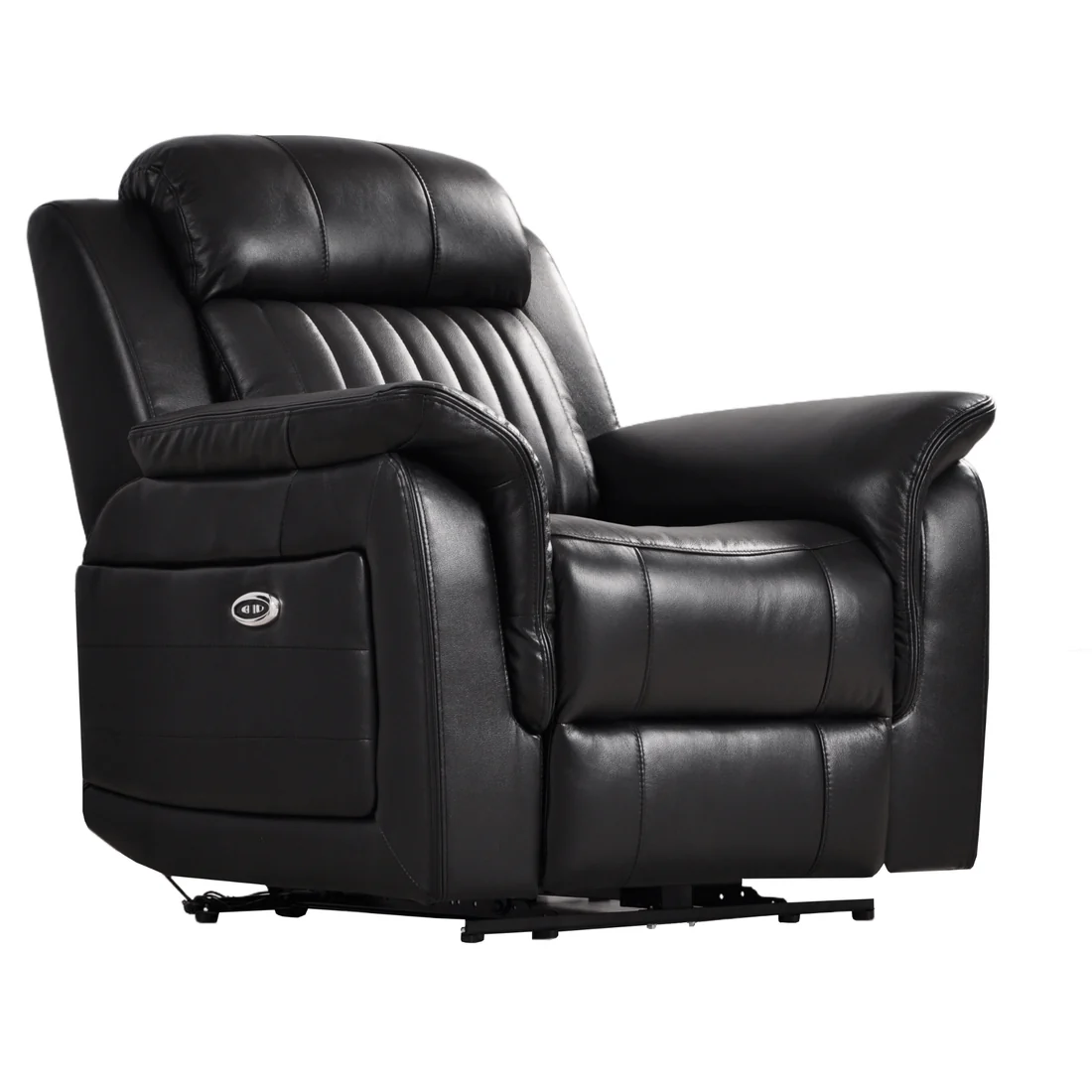 Bravado Genuine Leather Black Electric Power Recliner Armchair
