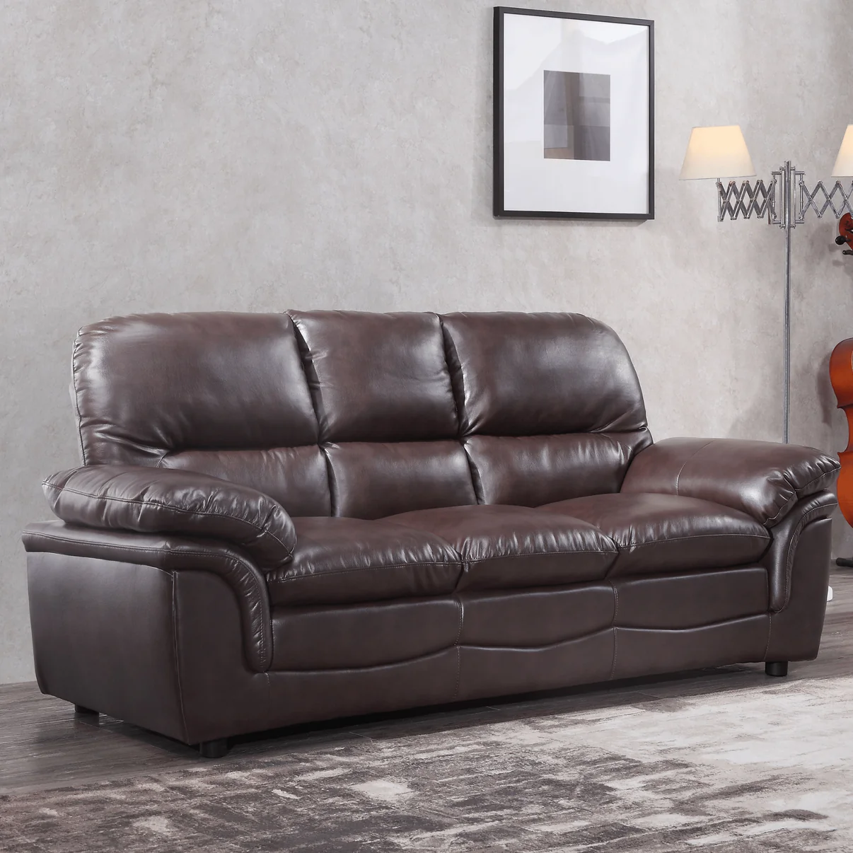 Amaya Brown Leather 3+1 Seater Sofa Set