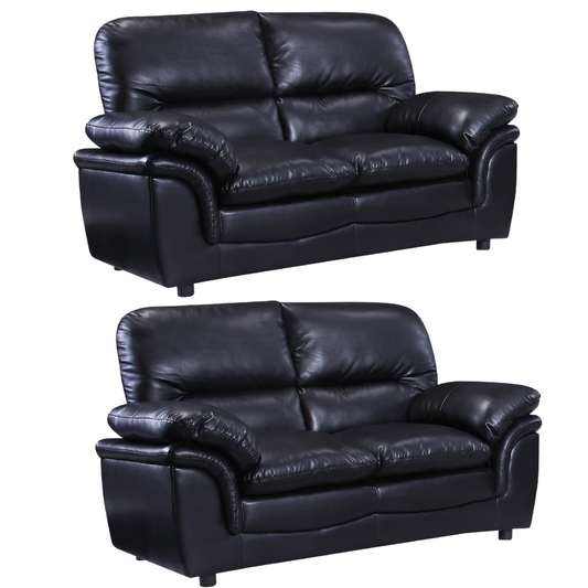 Amaya Black Leather 2+2 Seater Sofa Set