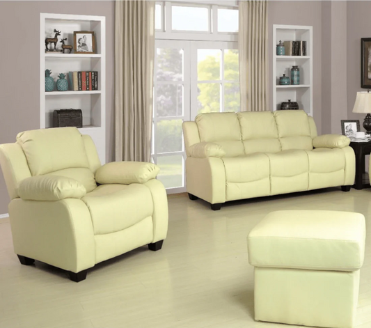 Brooker Cream Leather 3+1 Seater Sofa