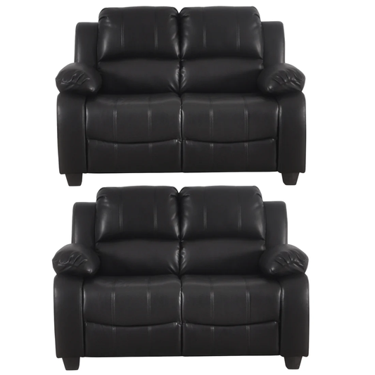Brooker Black Leather 2+2 Seater Sofa Set