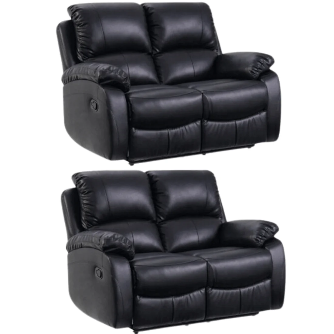 Pittsburgh Brown Leather Manual Recliner 2+2 Seater Sofa Set