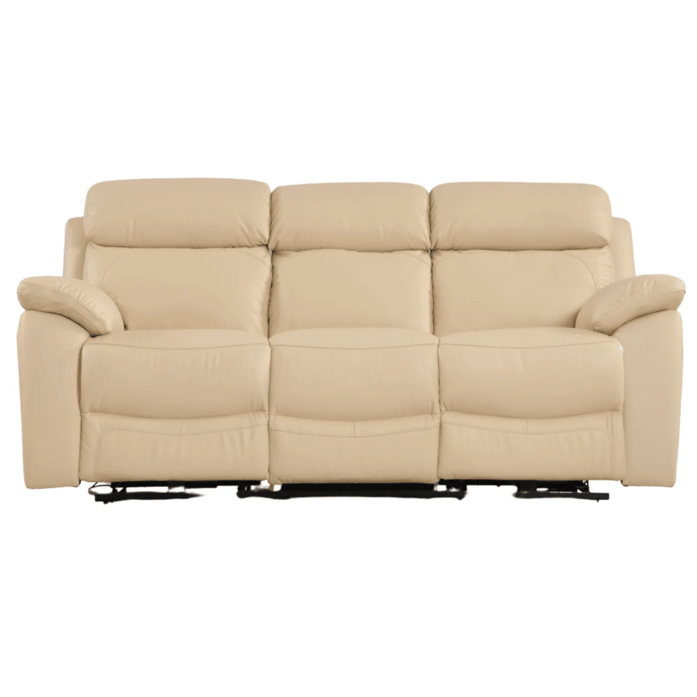 Newsome Genuine Leather Tan Electric Power Recliner 3 Seater