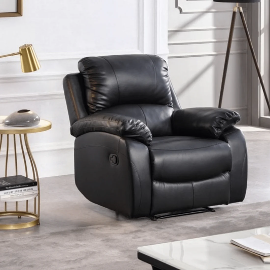Pittsburgh Black Leather Manual Recliner Armchair