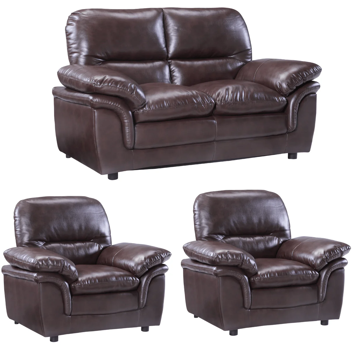 Amaya Grey Leather 2+1+1 Seater Sofa Set