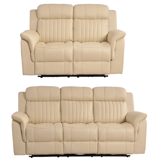 Bravado Genuine Leather Cream Electric Power Recliner 3+2 Seater