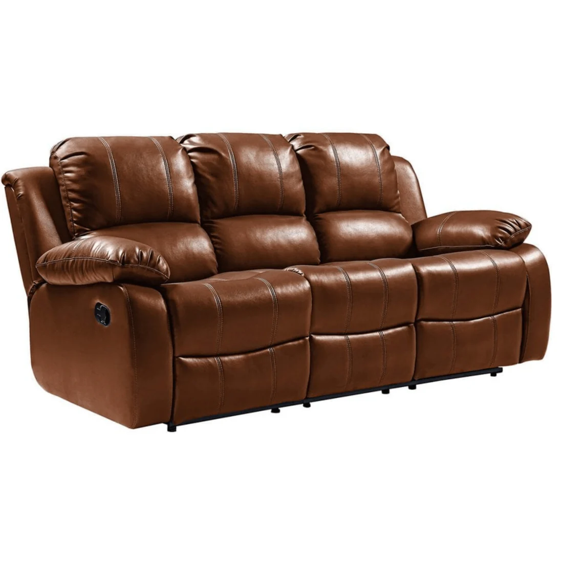 Seville Tan Leather Manual Recliner 3 Seater Sofa