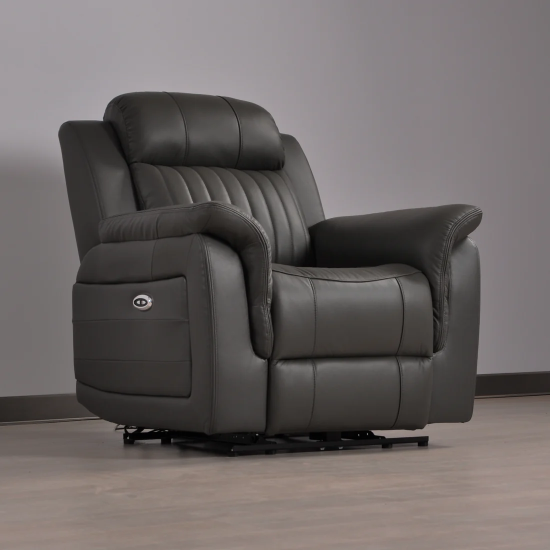 Bravado Genuine Leather Grey Electric Power Recliner 2+1 Seater