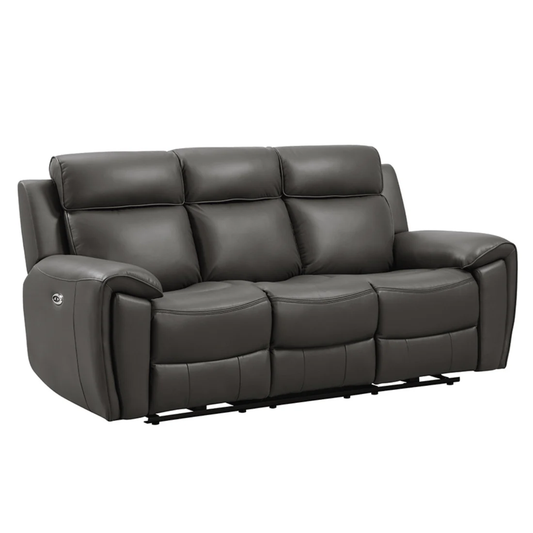Nevara Genuine Leather Grey Electric Power Recliner 3 Seater