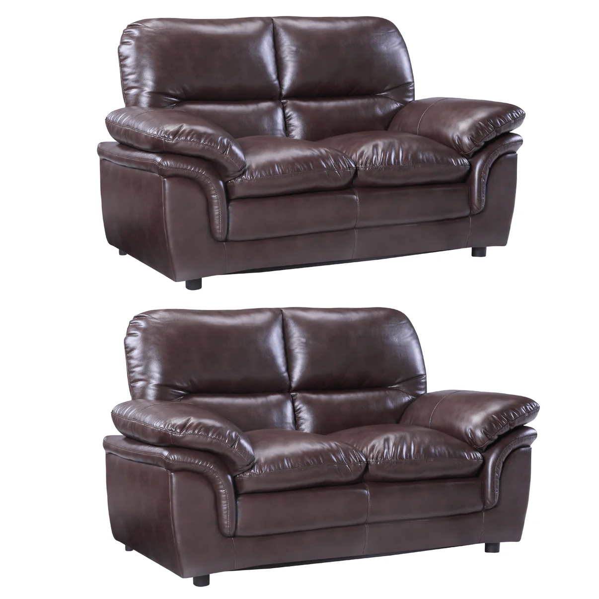 Amaya Black Leather 2+2 Seater Sofa Set