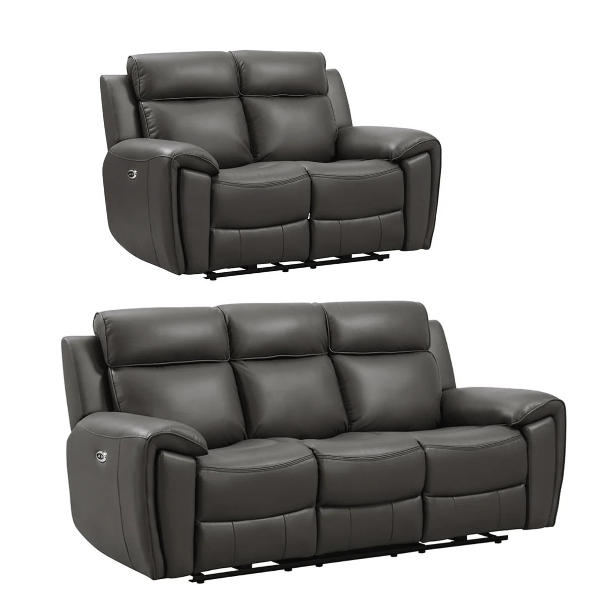 Nevara Genuine Leather Black Electric Power Recliner 3+2 Seater Sofa Set