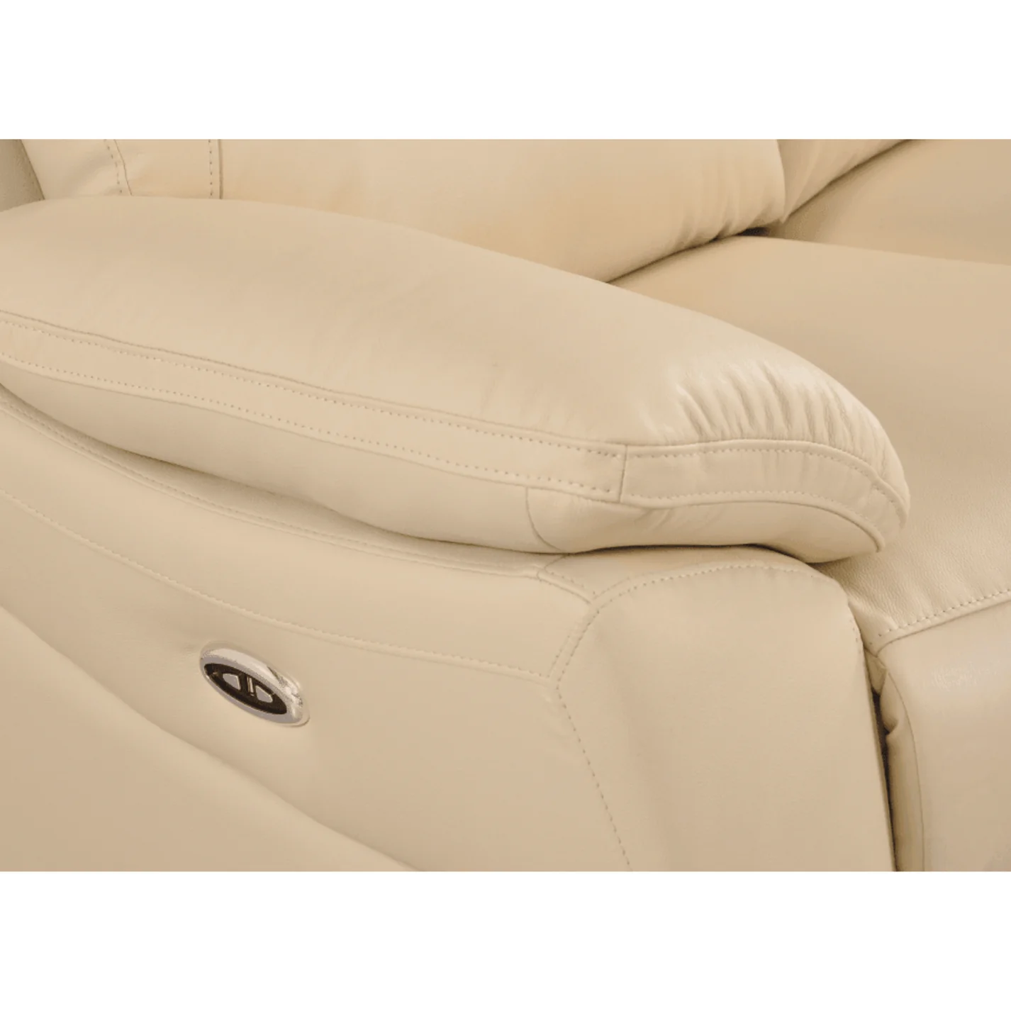 Newsome Genuine Leather Cream Electric Power Recliner 2 Seater