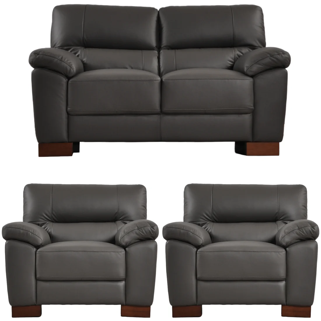 Pavilion Genuine Leather Black 2+1+1 Seater Sofa Set