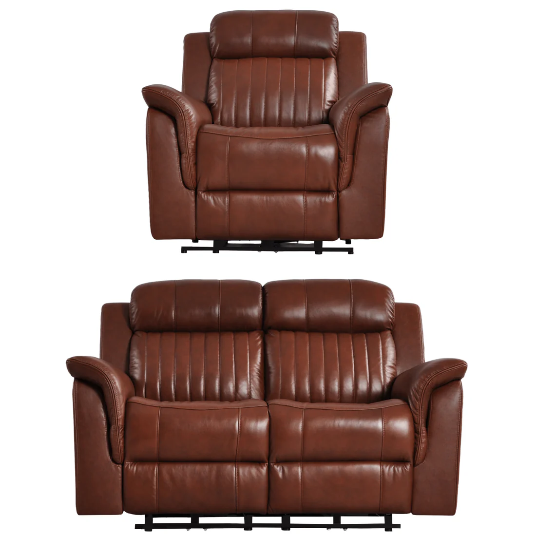 Bravado Genuine Leather Cream Electric Power Recliner 2+1 Seater