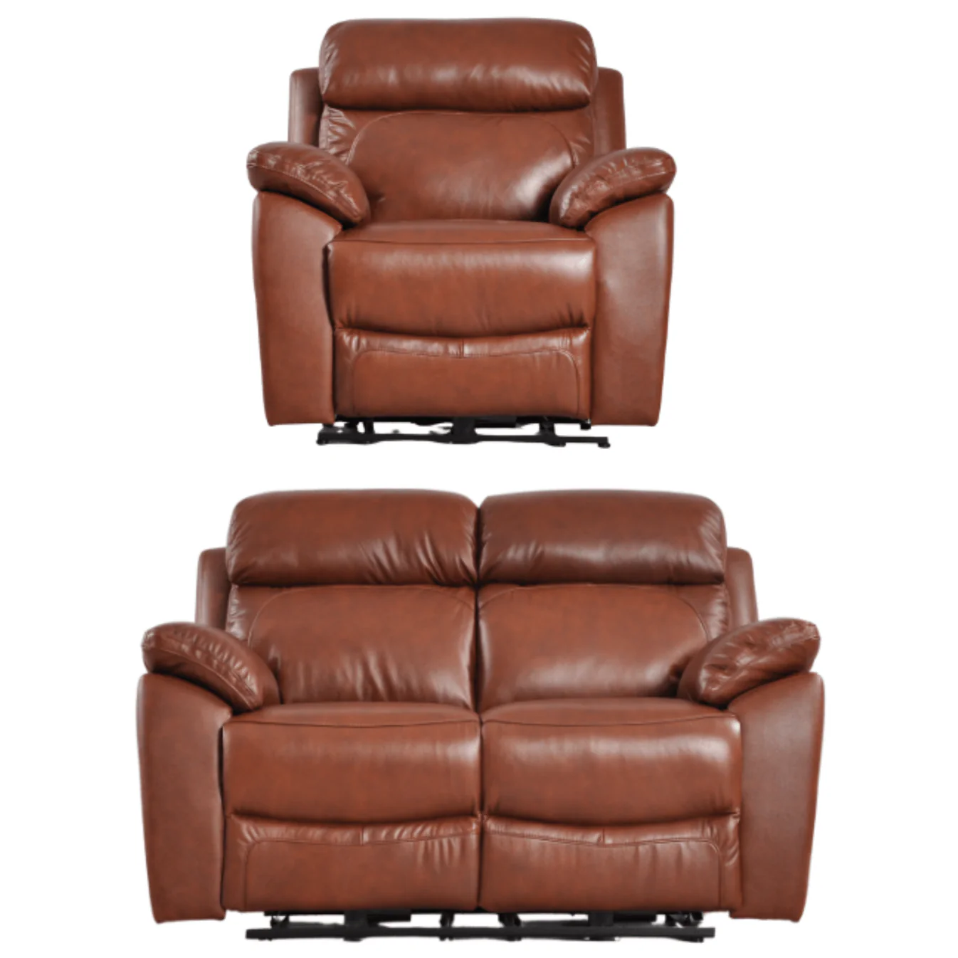 Newsome Genuine Leather Black Electric Power Recliner 2+1 Seater Sofa Set
