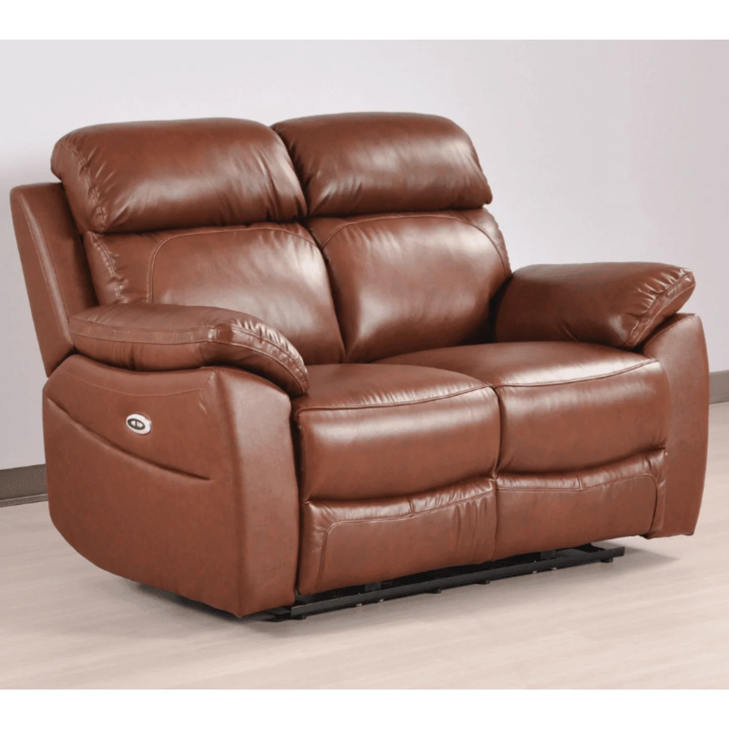 Newsome Genuine Leather Tan Electric Power Recliner 2 Seater