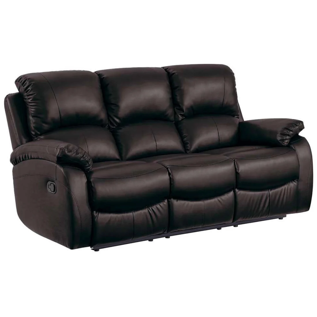 Pittsburgh Brown Leather Manual Recliner 3 Seater Sofa