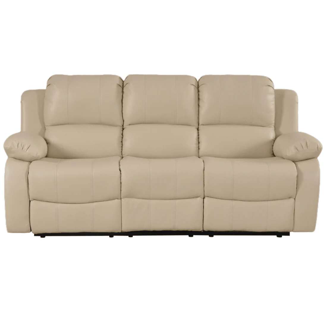 Seville Cream Leather Manual Recliner 3 Seater Sofa