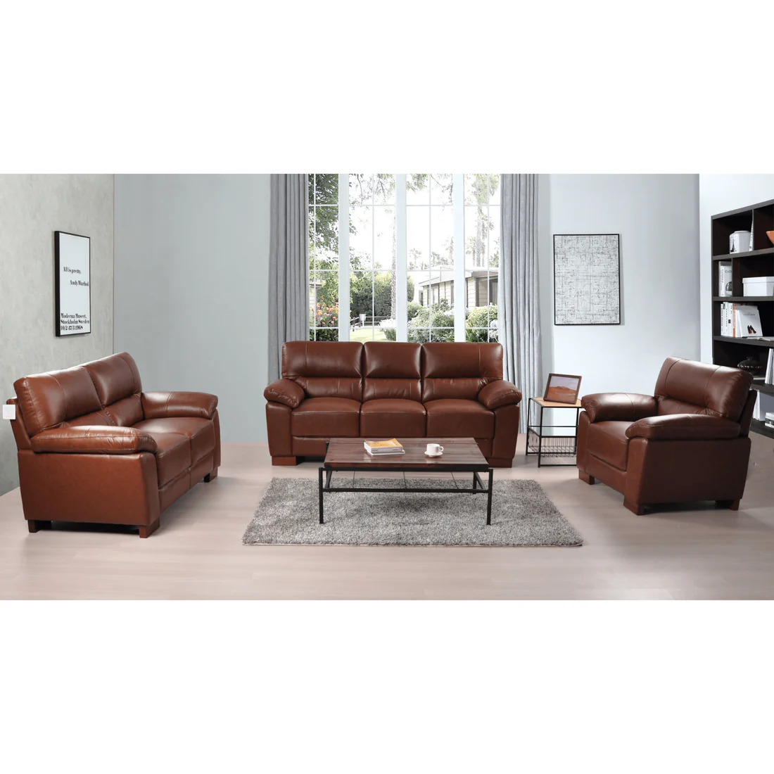 Pavilion Genuine Leather Cream 3+2+1 Seater Sofa Set
