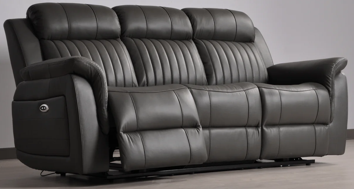 Bravado Genuine Leather Grey Electric Power Recliner 3+1 Seater