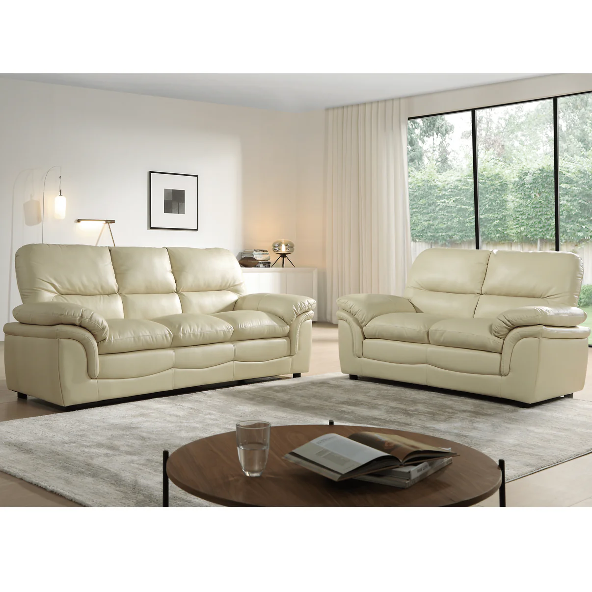 Amaya Grey Leather 3+2 Seater Sofa Set