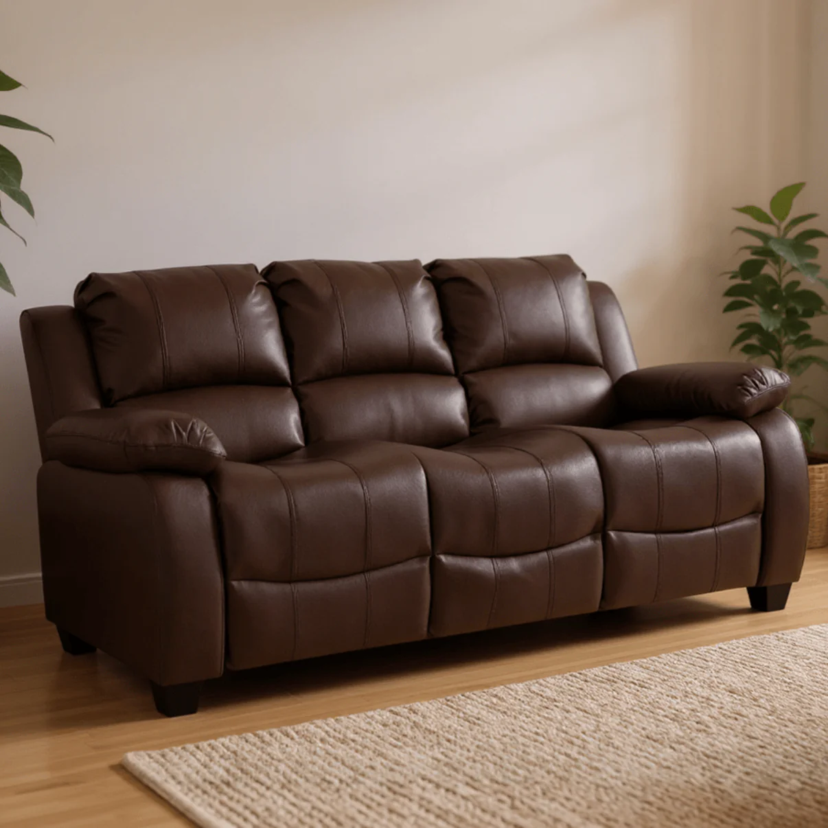 Brooker Brown Leather 3+1+1 Seater Sofa