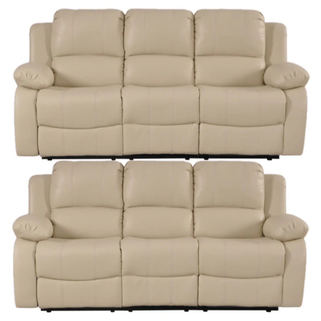 Seville Tan Leather Manual Recliner 3+3 Seater Sofa Set