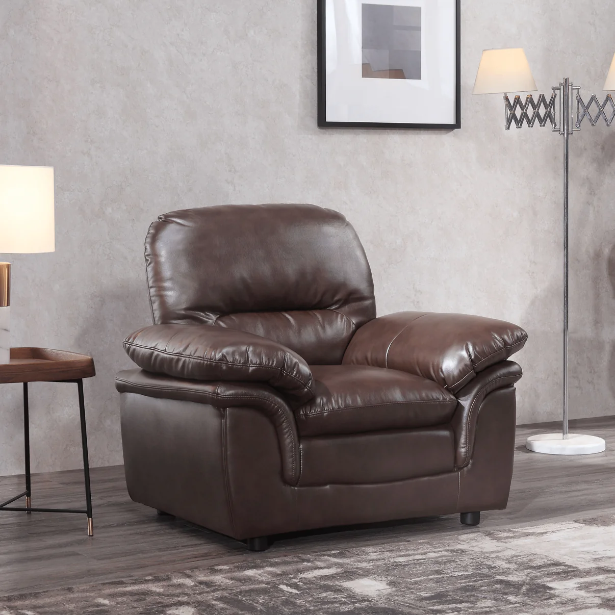 Amaya Brown Leather 2+1+1 Seater Sofa Set