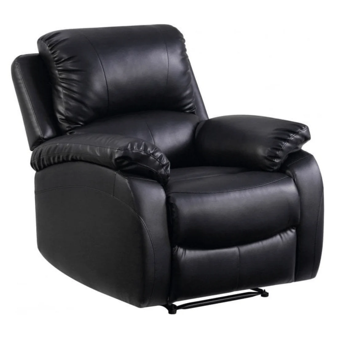 Pittsburgh Black Leather Manual Recliner Armchair